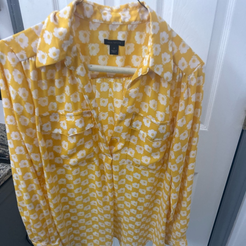 Ann Taylor Yellow Floral Blouse
